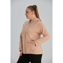 Imagine Giyim Trendi Yakalayıp, Konforu Yaşayacağınız Fermuar Detaylı Büyük Beden Vizon Sweatshirt