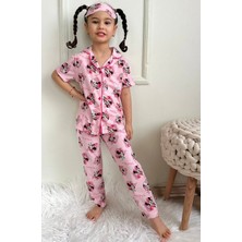 Pjkö Minnie Mause Desen Pembe Kısa Kollu Önden Düğmeli Kız Çocuk Pijama Takımı 4-12 Yaş 538K-P