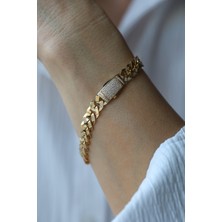 Yenigün Kuyumculuk 14 Ayar Altın Taşlı Köşeli Gurmet Bileklik