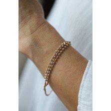 Yenigün Kuyumculuk 14 Ayar Altın Üç Renkli Üç Sıra Dorika Bileklik