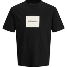 Jack & Jones Jack Jones Jorsplıt Aop Brandıng Tee Ss Crew Neck Erkek Siyah Tshirt 12272993-02