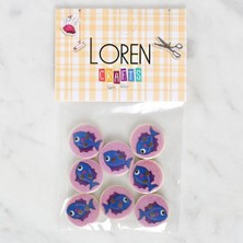 Loren Crafts 8'li Balık Düğme - 1163
