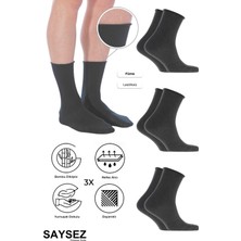 Saysez Bambu Erkek Lastiksiz Soket Dikişsiz Premium Çorap 3'lü Paket / Iz Bırakmaz / Sıkmayan Çorap