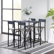 Eportatif 4 Kişilik Gzl Bar Masa Bar Sandalye Yemek Masa Sandalye Takımı Füme 1585