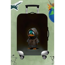 Likralı Esnek Kumaş Ördek Baskılı Dayanıklı Valiz Ve Bavul Kılıfı