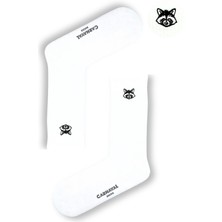 Carnaval Socks Nakışlı  Rakun  Desenli Beyaz Erkek Çorap