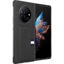 Puluz Tecno Phantom V Fold Siyah Için Litchi Doku Kart Yuvası Telefon Kılıfı (Yurt Dışından)