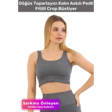 Özel Üretim Göğüs Toparlayıcı Sarkma Önleyen Spor Günlük Kalın Askılı Pedli Fitilli Crop Büstiyer