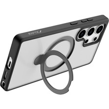 Galaxy S25 Ultra Kılıf Magsafe Uyumlu Raptic Air Stand Serisi Buzlu Transparan Standlı Kapak Siyah
