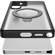 Galaxy S25 Ultra Kılıf Magsafe Uyumlu Raptic Air Stand Serisi Buzlu Transparan Standlı Kapak Siyah