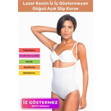 Carlburn Özel Üretim Lazer Kesim Iz Göstermeyen Kaymaz Toparlayıcı Vücut Şekillendirici Göğsü Açık Slip Korse