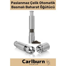 Carlburn Premium Paslanmaz Çelik Tuz Biber Mutfak Otel Kafe Tohum Otomatik Basmalı Pilli Baharat Öğütücü