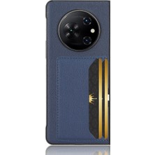 Puluz Tecno Phantom V Fold Mavi Için Litchi Doku Kart Yuvası Telefon Kılıfı (Yurt Dışından)