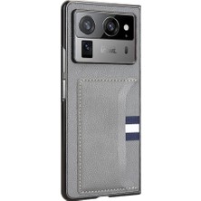 Puluz Tecno Phantom V Fold2 Gri Için Litchi Kart Yuvası Telefon Kılıfı (Yurt Dışından)
