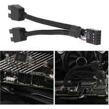 Steldalar 2 Adet Bilgisayar Anakart USB 2.0 9 Pin Çift 9 Pin Uzatma Kablosu Y Ayırıcı Ses Hd Uzatma Kablosu Siyah (Yurt Dışından)