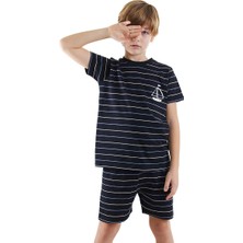 Denokids Yelken Erkek Çocuk Çizgili Pijama Takım