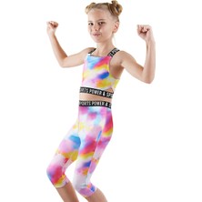 Denokids Batik Kız Çocuk Crop Top Spor Tayt Takım