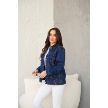 Kadın Cep Detaylı Tasarım Kot Ceket