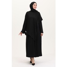 Sefa Merve Büyük Beden Fileli Takım 5504-01 Siyah