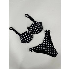 Kadın Siyah Puantiyeli Astarlı Bikini Takım HZL25S-LC2223