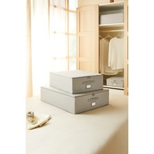 Ocean Home Textile 2'li Gri Balıksırtı Destekli Hurç Set  45 x 55 x 18 + 55 x 70 x 18  cm