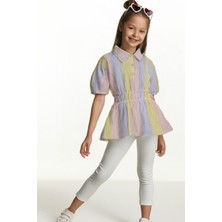 Trend Bebe Butik Çizgili Beli Gipeli Kız Çocuk Gömlek Tunik Elbise