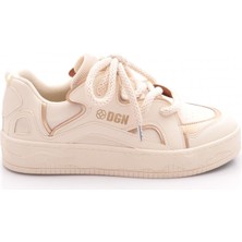 DGN Kadın Sneakers Ayakkabı Gold Renk Düz Tabanlı Rahat Kullanım İçin Şık Tasarım