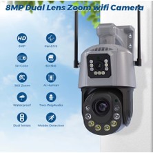 Qasul 8mp 4K Wifi Ptz Kamera 36X Isteğe Bağlı Zoom Çift Lens Çift Ekranlar Gözetim Ir Gece Görüş