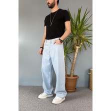 Buz Mavisi Baggy Kot Pantolon