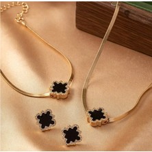 Vintage Gold Taşlı Çiçekset (Kolye+Bileklik+Küpe)