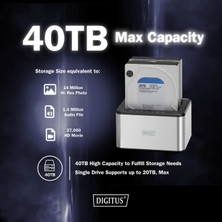 Dıgıtus USB 3.0 Çift Sata HDD Yerleştirme Istasyonu 2.5"/ 3.5 + Disk Klonlama