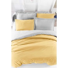 Mira Home Çift Kişilik Lastikli Çarşaflı Nevresim Takımı Pamuklu Four Season Hardal Gri