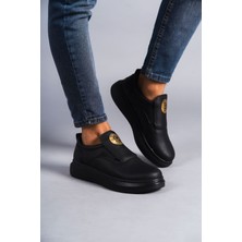 SLW161 Hippo Bağcıksız Cilt Erkek Günlük Sneaker Ayakkabı St Siyah
