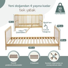 Kukka NTR440 - Dönüştürülebilir Beşik - Karyola 70X140 cm