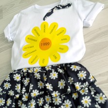 Minilka Bebe Papatya Baskılı Kız Çocuk Tişört&fırfırlı Etek Takım 2-3 Yaş