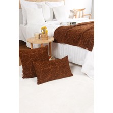 Yatak Runner Kırlent Seti Bohem Punch Panç Desen Yatak Örtüsü Forest Taba