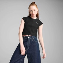 Puma Kadın Siyah Puma Wardrobe Ess Ribbed Baby Tee Siyah Kadın Crop