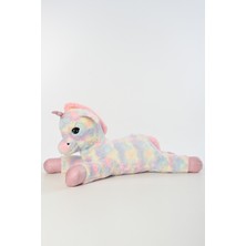 Pufu Toys Peluş Uzanan Rengarenk Unıcorn Yastık, Oyuncak 80 cm