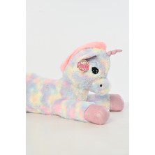 Pufu Toys Peluş Uzanan Rengarenk Unıcorn Yastık, Oyuncak 80 cm