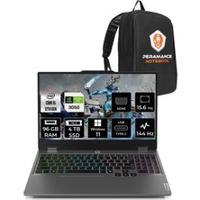 Lenovo Loq i5 12600HX RTX 3050 Gaming Laptop 96GB RAM 4TB SSD 15.6" FHD 144Hz Win11 Pro + Per4 Çanta 83GS00PCTRP420