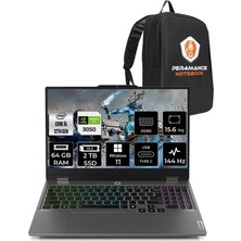 Lenovo Loq i5 12600HX RTX 3050 Gaming Laptop 64GB RAM 2TB SSD 15.6" FHD 144Hz Win11 Pro + Per4 Çanta 83GS00PCTRP414