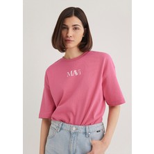 Mavi Mavi Logo Baskılı Pembe Tişört 1611593-84680