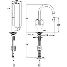 Flow Soft Eviye Bataryası (C Tip, Pull-Out)  A43445