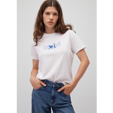 Mavi Mavi Kedi Logo Baskılı Beyaz Tişört 1611478-620