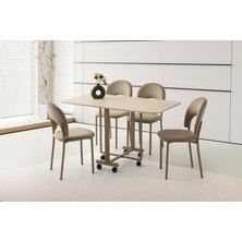 Levent Mobilya ve Aksesuar Katlanır Metal Tekerlekli Ayak Masa, Traverten, 70 x 10