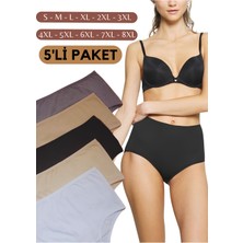 Red İç Giyim Pamuklu Battal Büyük Beden Kadın Külot Bato 5 Li Paket Likralı Yüksek Bel Geniş Kenarlı