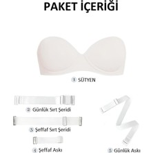 Red İç Giyim Destekli (Dolgulu) Sırtı Şeffaf Straplez Sütyen, Abiye Sütyeni (Düğün, Nişan, Kına Için Uygundur)