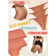 Red İç Giyim Yüksek Bel Slip Külot-Ip Askılı Tanga Pamuklu 5'li Paket (Likralı, Yumuşak,esnek Kumaş)