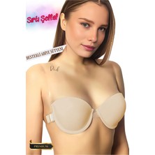 Red İç Giyim Soft Cup Sırtı Şeffaf Dekolte Abiye Sütyeni-Ten Rengi (Destekli-Dolgulu)