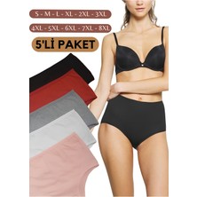 Red İç Giyim Pamuklu Battal Büyük Beden Kadın Külot Bato 5 Li Paket Likralı Yüksek Bel Geniş Kenarlı